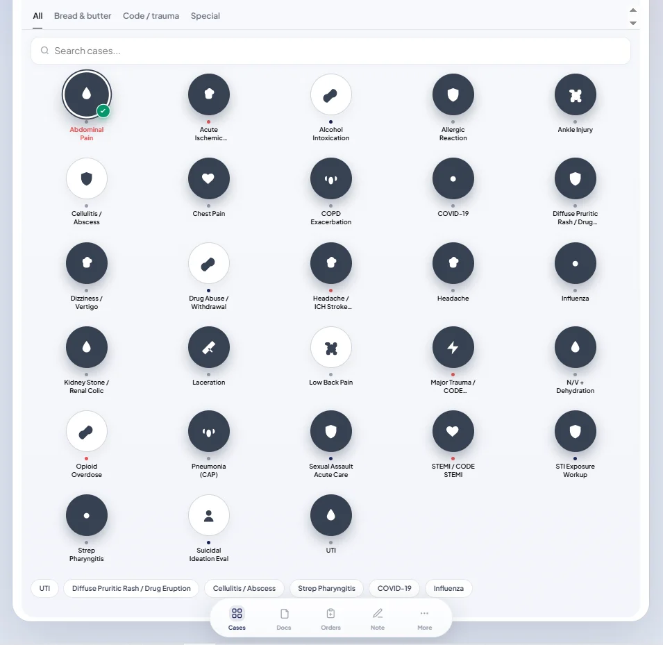 MDM Companion ER case library selection grid